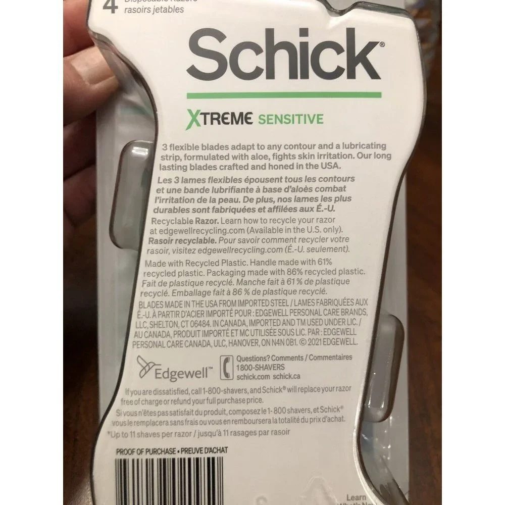 Schick XTREME3 SENSITIVE Disposable Razors - 4 Count New